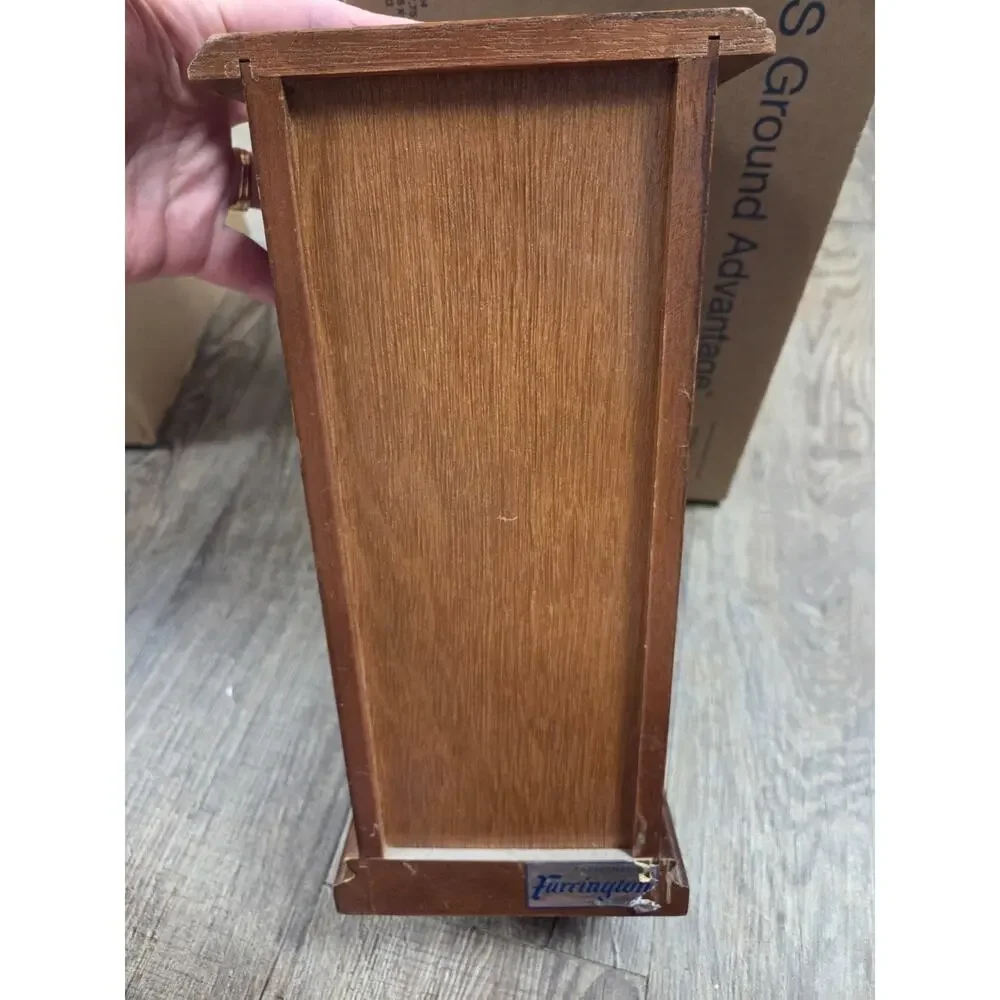 Farrington Vintage Wooden Glass Front Velour Lined Mirrored Jewelry Box Holder